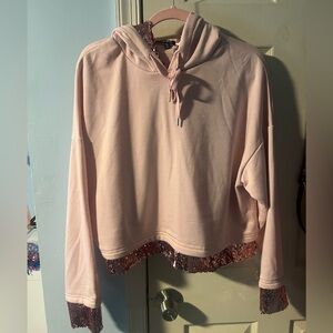 Cute new fashion nova pink sequin hoodie/top.